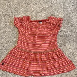 Tea Collection Red Orange Striped Dress
